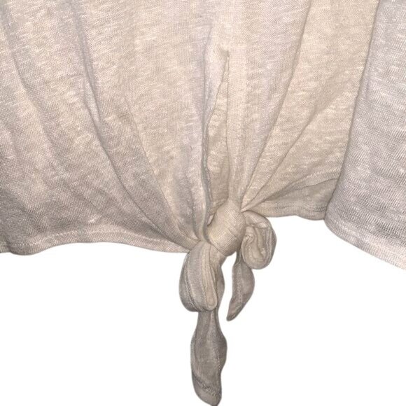 H&M Womens Linen Tie-Front Long Sleeve Top XL White - Picture 3 of 10